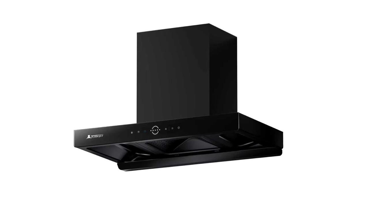 Turbojet Caldera 5196-90 front Turbojet Caldera 5196-90 black kitchen range hood