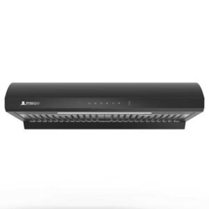 Lume 8631-76 30-inch cooker hood installed above kitchen stove, extracting smoke and odors